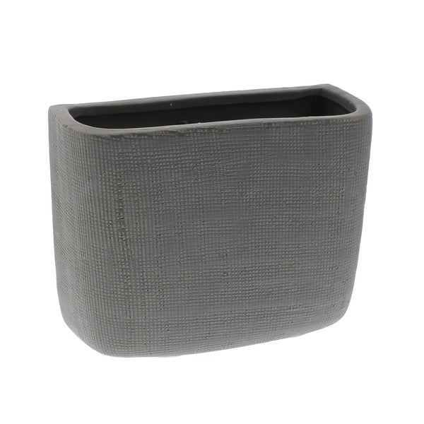 Ceramic Wall Pocket, Rect - Lrg - Grey