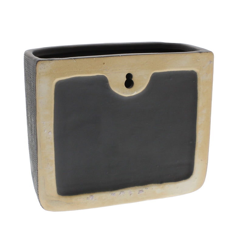 Ceramic Wall Pocket, Rect - Lrg - Grey