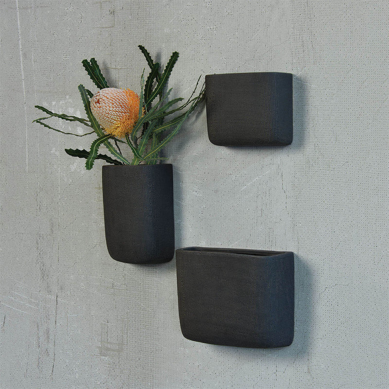 Ceramic Wall Pocket, Rect - Lrg - Grey