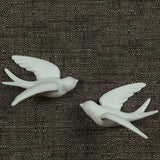 Ceramic Sparrows - Lrg Pair - Left & Right - White