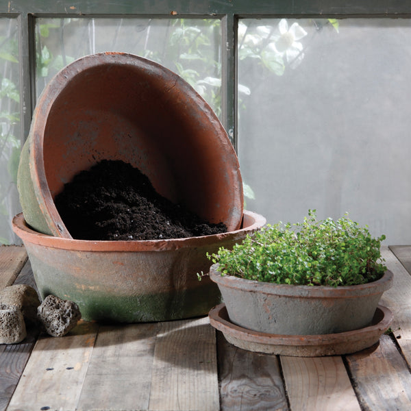 Rustic Terra Bulb Pot - Lrg - Antique Red