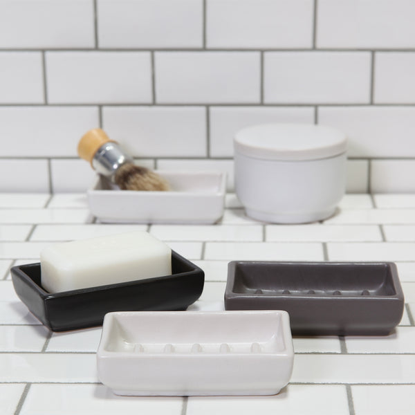 Luna Ceramic Soap Dish - Rect - Matte Grey