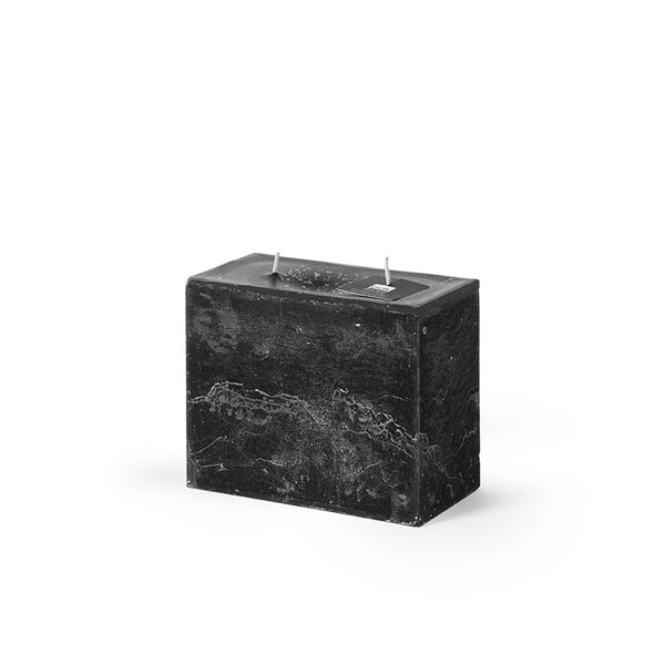 Rect 2-Wick Candle 6.3"x5.15"x3.15" Black