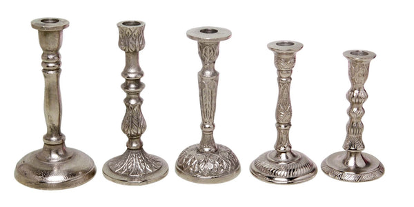 Set of 5 Raw Alum. Candle Sticks - RAW NICKEL - RAW NICKEL