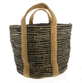 Woven Storage Leather & Hemp Basket