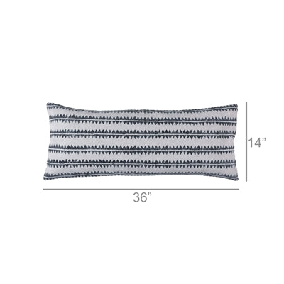 Block Print Lumbar Pillow 14x36 - Sawtooth Stripe