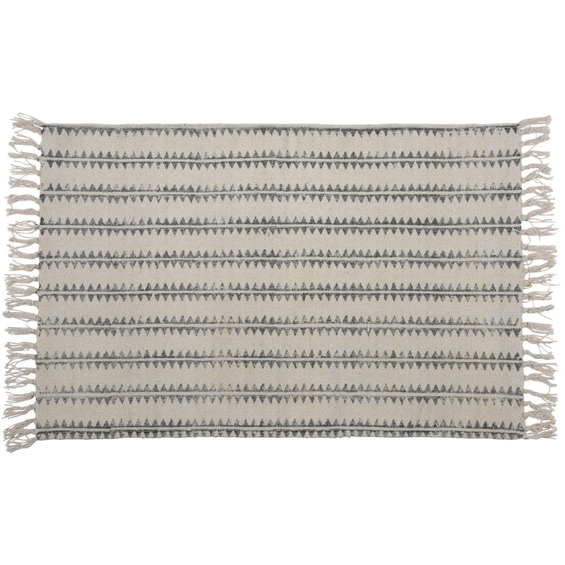 Block Print Rug Cotton Rug, 2x3 - Sawtooth Stripe