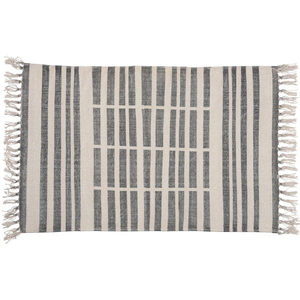 Block Print Rug Cotton Rug, 2x3 - Broken Stripe