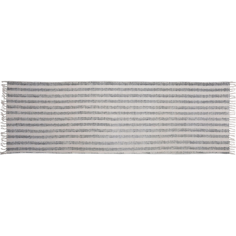 Block Print Rug Cotton Runner, 2.5x8 - Sawtooth Stripe