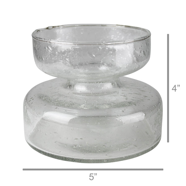 Seeded Glass Bulb Vase, Clear