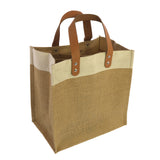 Uptown Wine Tote with Leather Handles