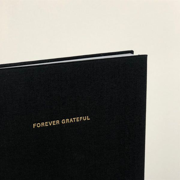 Forever Grateful Black Linen Notebook