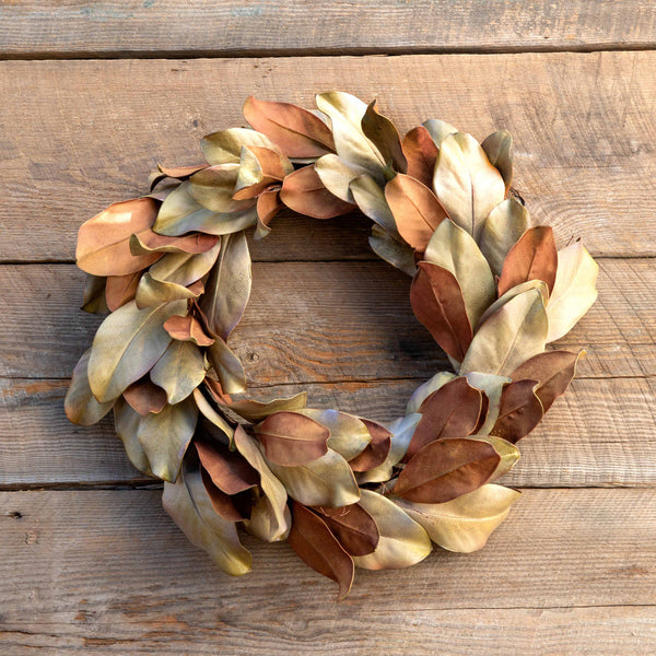 Dried-Look Magnolia Leaf Wreath