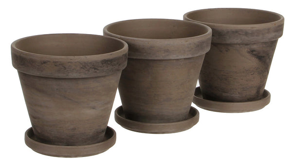 Grey Basalt Terracotta Pot & Saucer