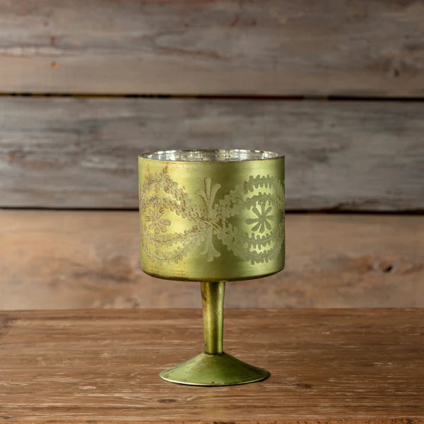 ANTIQUE OLIVE ETCHED TRIFLE