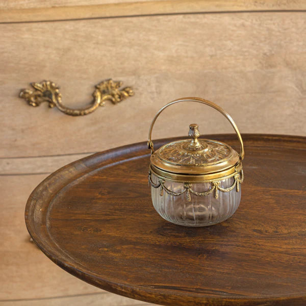 Antique Gold Vanity Jar with Handle