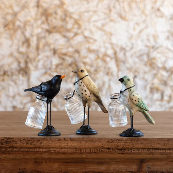 ASSORTED BIRD FLOWER HOLDERS SET/3