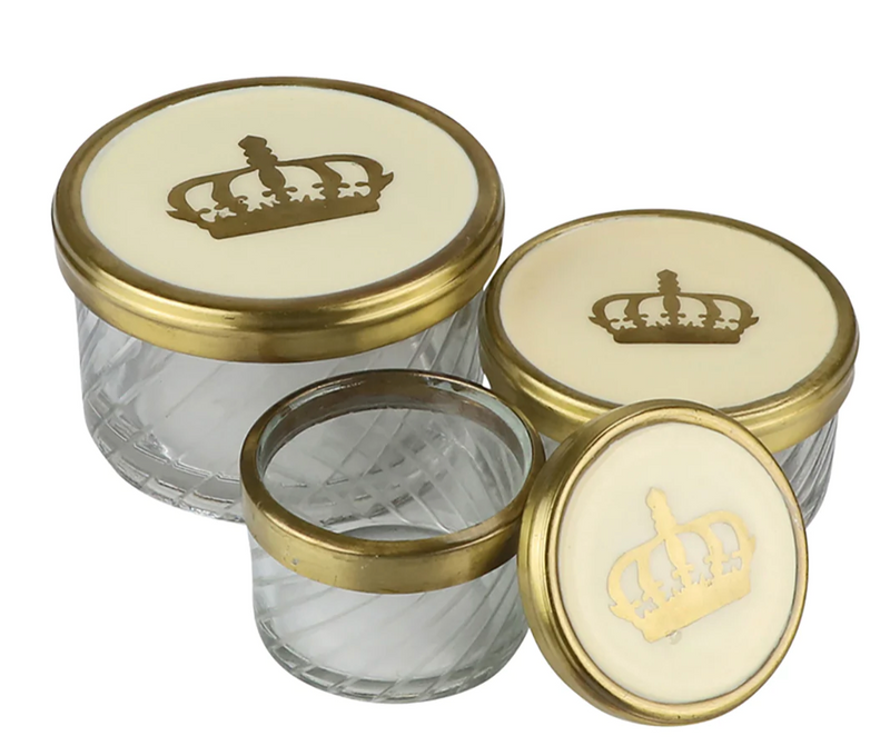 Set of 3 Round Boxes with Crown