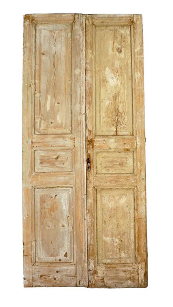 Vintage Egyptian Stripped Pine Door Pair