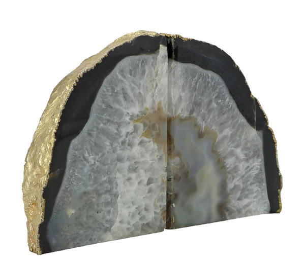 Gold Edge Agate Bookend Pair