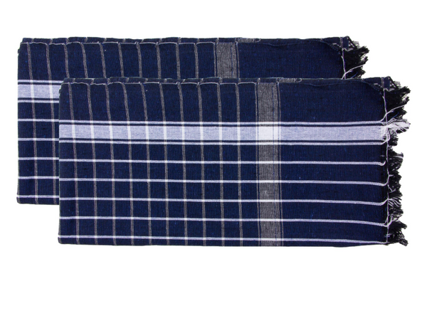 Found Towel Navy With Cross Hatch Set/2