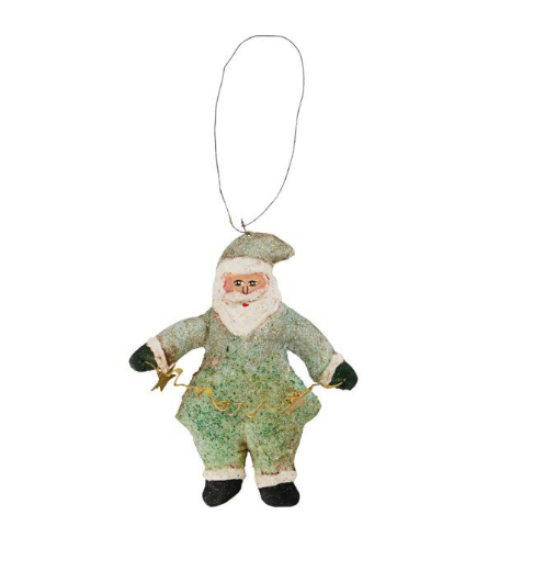 Ornament, Santa Claus, Green