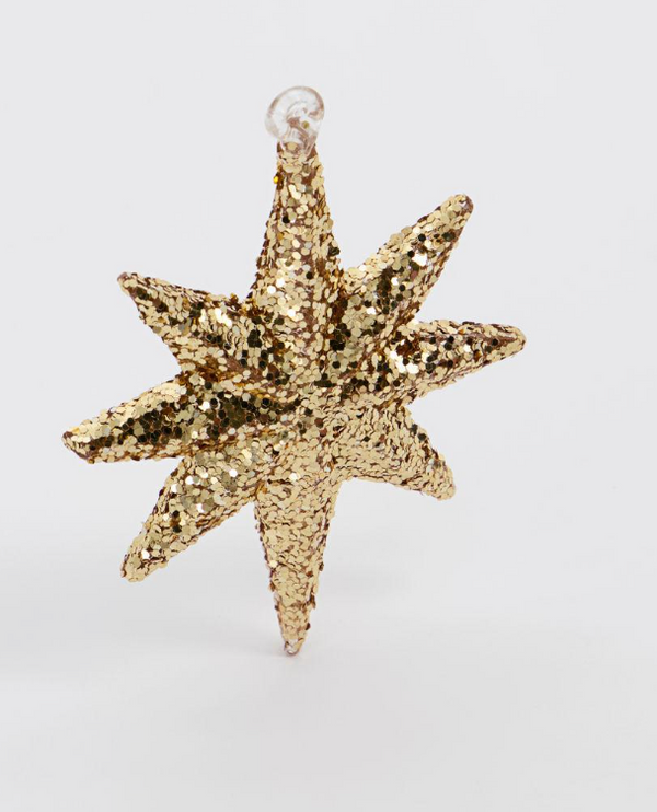 Ornament, Chunky, Brown w. glitter