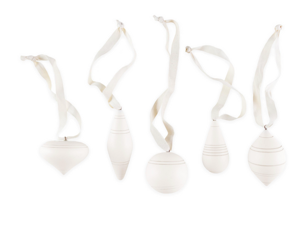 Handpainted Ornaments Soft White Set/5