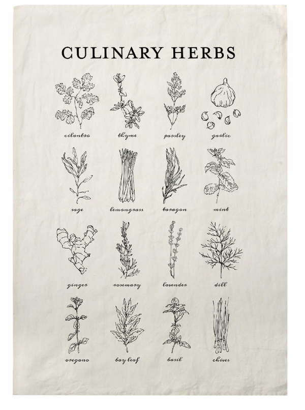 Culinary Herbs Tea Towel