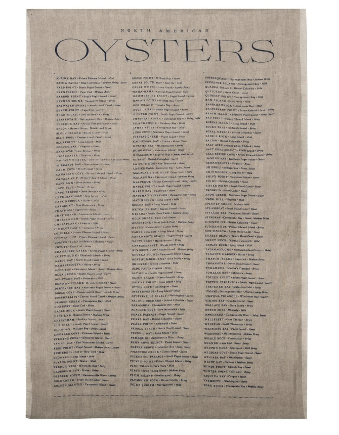 Oyster List Tea Towel, Natural