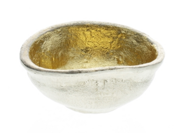 Strada Organic Cast Metal Bowl - Lrg - Alum OUT-Gold IN