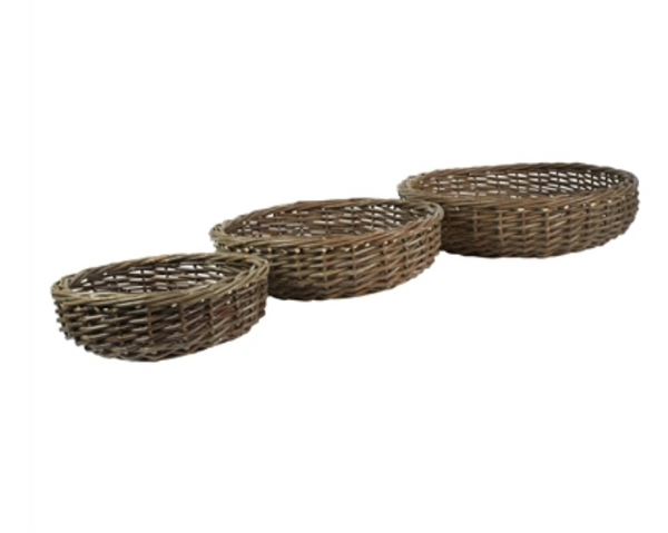 Willow Baskets Low Round, Set of 3