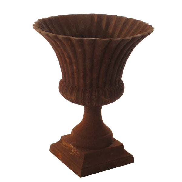 Large Ribbed Urn - Rust